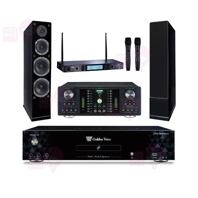 【金嗓】CPX-900 K1A+DB-7AN+TR-5600+Austin AS-168 黑(4TB點歌機+擴大機+無線麥克風+落地式喇叭)