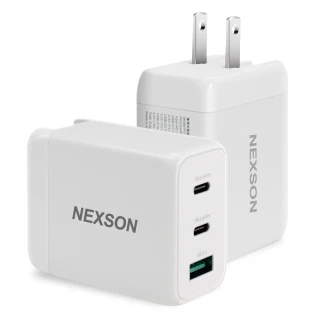 【NEXSON】GaN迷你65W氮化鎵PD3.0+QC3.0 筆電 平板手機共用2C1A快充充電器-白(獨立三輸出不分流 同步快充)