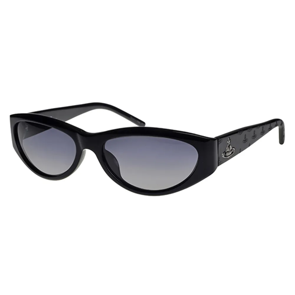 【Vivienne Westwood】英國精品時尚LOGO系列造型太陽眼鏡(VW62204-黑)
