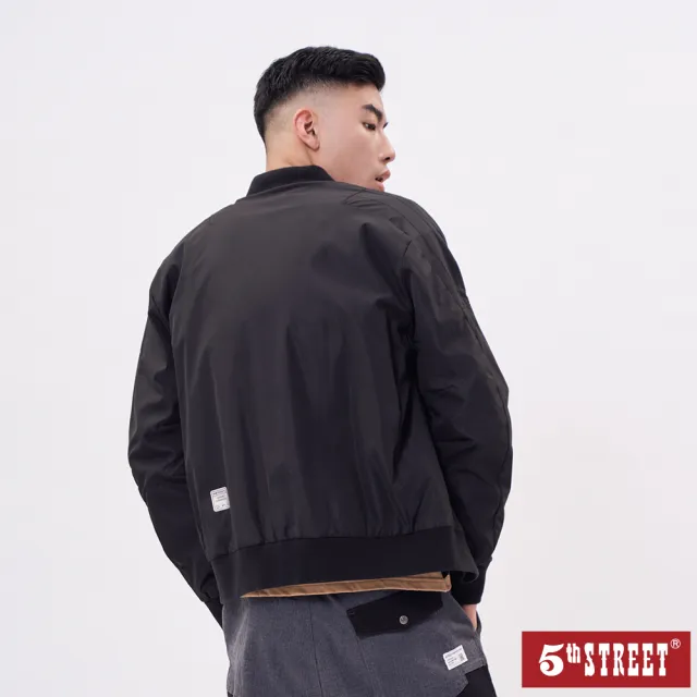 【5th STREET】男貼袋厚版印鋪棉外套-黑色
