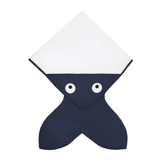 【BabyBites 鯊魚咬一口】100%純棉嬰兒浴巾 - 丈青藍(浴巾)