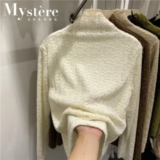 【my stere 我的時尚秘境】雙11 秋冬韓系時尚復古蕾絲百搭針織上衣(2022秋冬新款 復古蕾絲 百搭