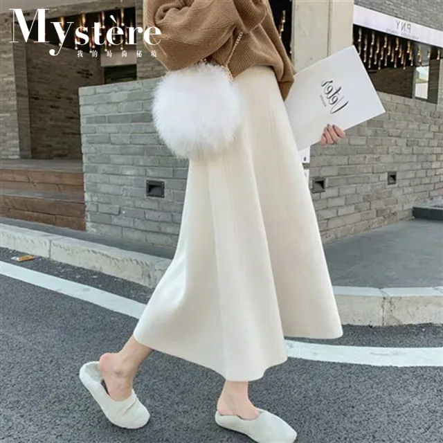【my stere 我的時尚秘境】雙11 秋冬韓系氣質時尚A-Line顯瘦高腰裙(秋冬新款 A-Line 顯瘦 高腰