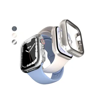 【魚骨牌 SwitchEasy】Apple Watch 9/8/7 45mm Hybrid 鋼化玻璃透明手錶殼(殼膜一體/通用S9)