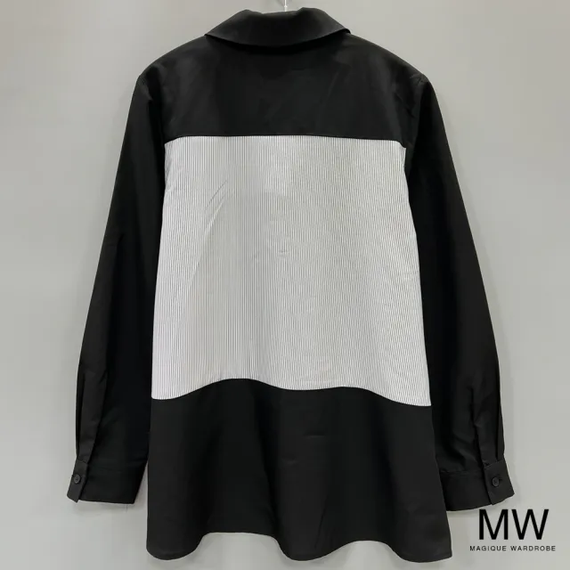 【MAGIQUE WARDROBE】個性造型拼接條紋長袖襯衫(2色)