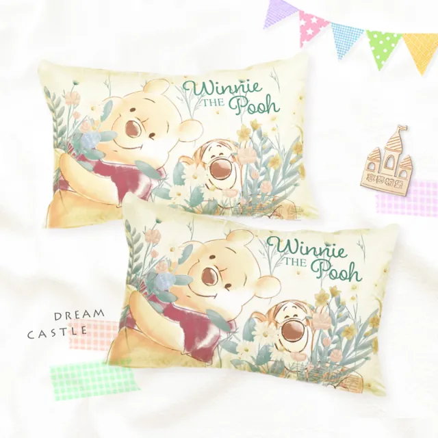 【享夢城堡】MIT卡通枕頭63x45cm一入－迪士尼小熊維尼Pooh 花日祕境-米黃 / 正版授權中枕
