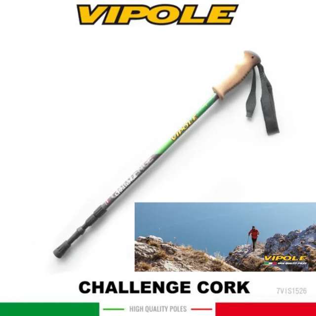 【VIPOLE 義大利】CHALLENGE CORK 彈簧避震登山杖《綠》S-1526/手杖/爬山/健行杖(悠遊山水)