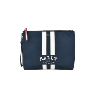 【BALLY】FHOLLER經典條紋手拿包手袋(深藍x白條紋)