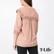 【T.Life】甜美公主風領巾蕾絲拼接七分袖造型襯衫(2色)