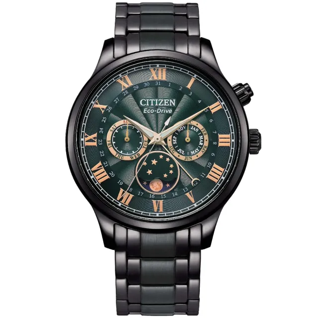 【CITIZEN 星辰】GENTS系列 光動能 月相盈虧顯示 時尚腕錶 禮物推薦 畢業禮物(AP1055-87X)