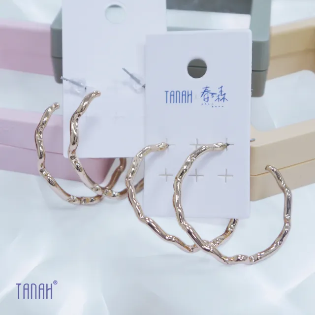 【TANAH】復古時尚 C型環 金邊款 耳針款 耳環(DE021)