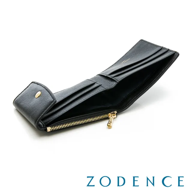 【ZODENCE 佐登司】MINA進口牛皮簡式短夾(經典黑)