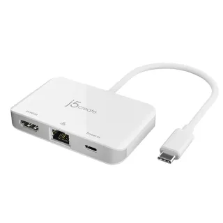 【j5create 凱捷】USB Type-C 轉4K HDMI+ RJ45網卡三合一螢幕轉接器 – JCA351