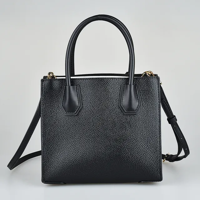 【Michael Kors】經典MERCER全皮手提斜背兩用包(中/黑)
