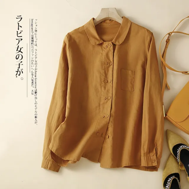 【ACheter】秋裝新品純色單排扣氣質襯衫寬鬆顯瘦長袖上衣#113548現貨+預購(4色)