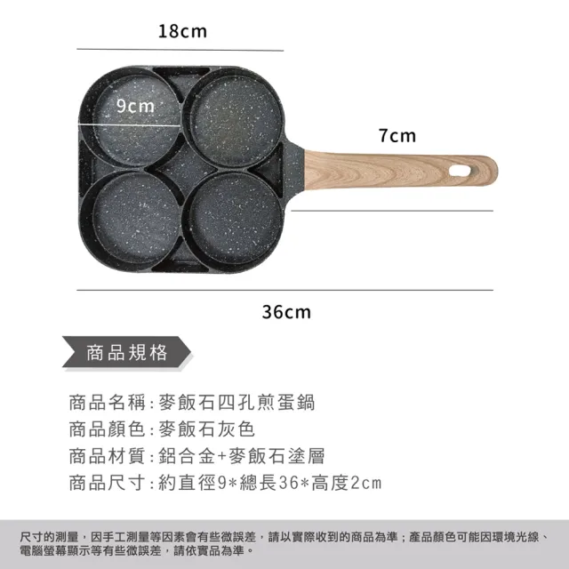 【Plenty 精選良品】麥飯石四孔煎蛋鍋(四孔煎蛋鍋/煎蛋鍋/麥飯石煎蛋鍋/不沾鍋)