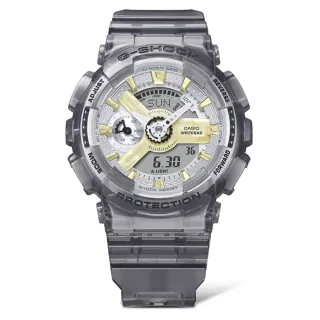 【CASIO 卡西歐】G-SHOCK 金屬光澤半透明時尚雙顯錶-灰(GMA-S110GS-8A)