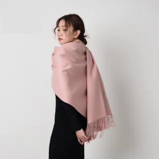 【BANNIES 頂級羊毛圍巾】純羊毛圍巾｜厚織-玫瑰粉(圍巾 披肩 羊毛 厚織)