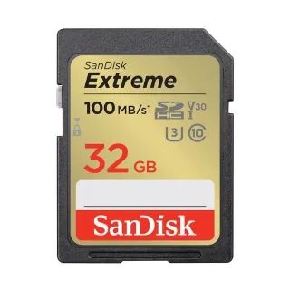 【SanDisk 晟碟】32GB 100MB/s Extreme SDHC SD UHS-I V30 U3 記憶卡(平輸)