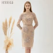 【JESSICA】高雅刺繡花卉蕾絲雙層紗長袖洋裝224274