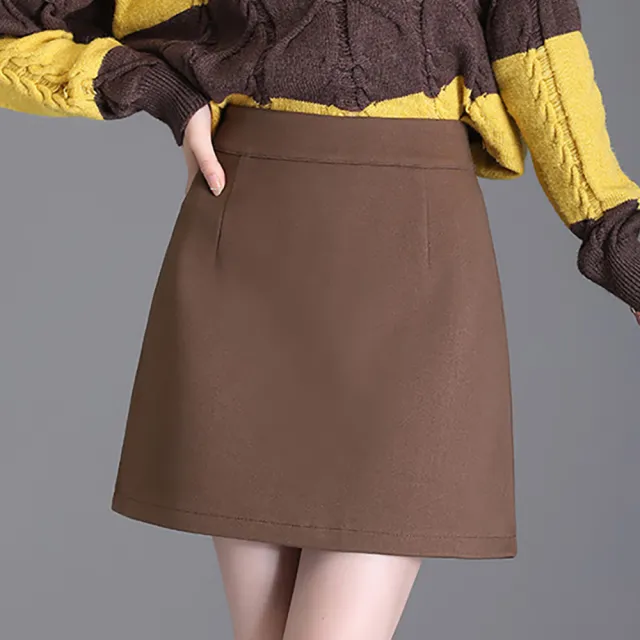 【麗質達人】2232簡約毛呢百搭裙-二色AA(M-5XL)