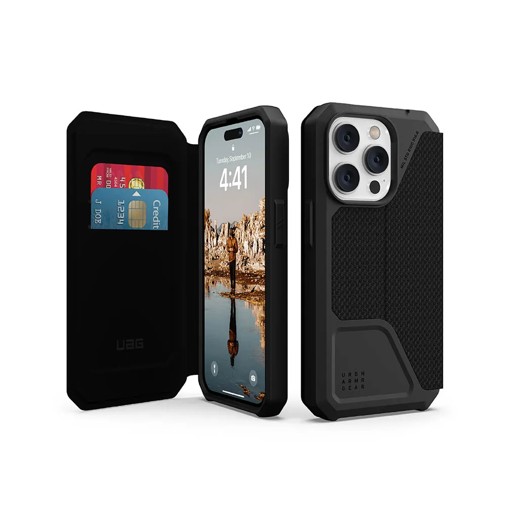 【UAG】iPhone 14 Pro 翻蓋式耐衝擊保護殼-軍用黑(UAG)