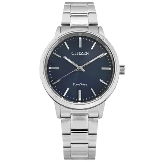 【CITIZEN 星辰】光動能 簡約時尚 日本機芯 防水100米 不鏽鋼手錶 藍色 38mm(BJ6541-58L)