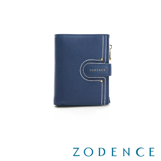 【ZODENCE 佐登司】LIS進口牛皮三層短夾(藕藍)