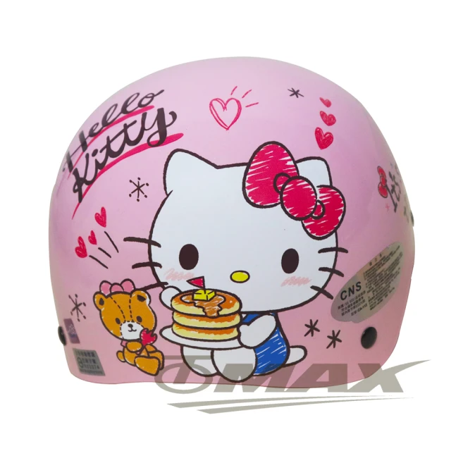 HELLO KITTY 鬆餅Kitty兒童機車安全帽-粉紅色(贈短鏡片)