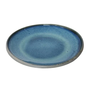 【YU Living 信歐傢居】藍色流釉陶瓷餐盤 盤子 10吋盤(藍色/寬26.5cm)