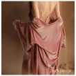 【久慕雅黛】睡衣組-DRAIMIOR蕾絲花邊優雅金絲絨睡裙套裝。粉色(絲絨睡衣)