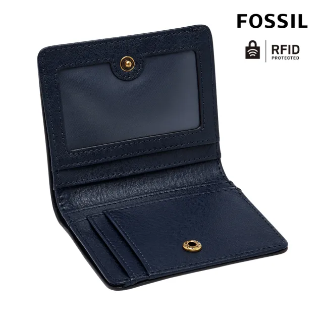 【FOSSIL】Logan 真皮RFID防盜短夾-經典藍 SL7829545 出國必備