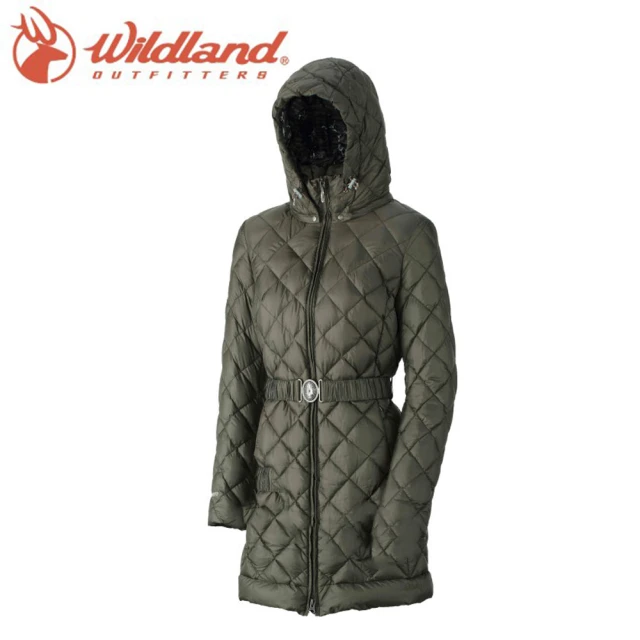 Wildland 荒野 女 輕量四層700FP中長羽絨衣《可可綠》0A32101/連帽外套/羽絨外套/保暖外套/(悠遊山水)