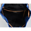 【PRADA 普拉達】PRADA三角牌LOGO尼龍搭配小牛皮飾邊抽繩/扣式後背包(藍)