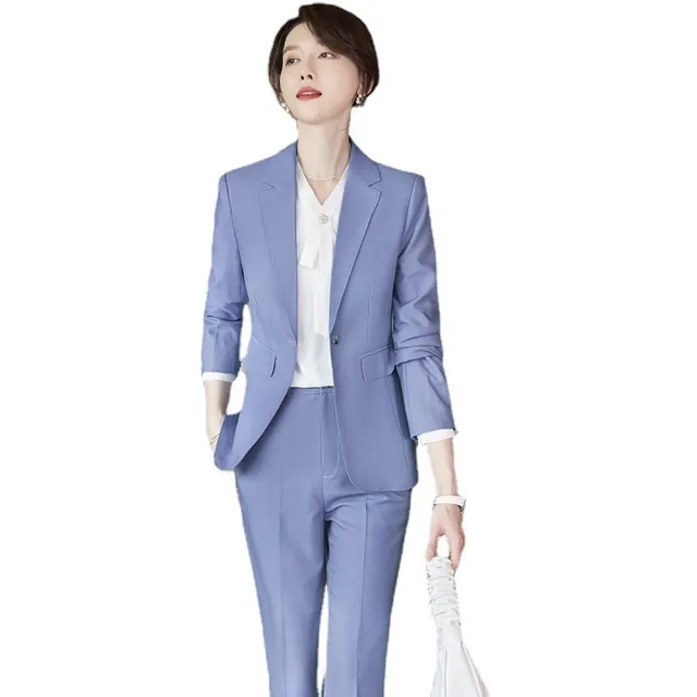 【米蘭精品】現貨+預購 西裝套裝兩件套(修身外套時尚長褲女職業西裝3色74ct58)