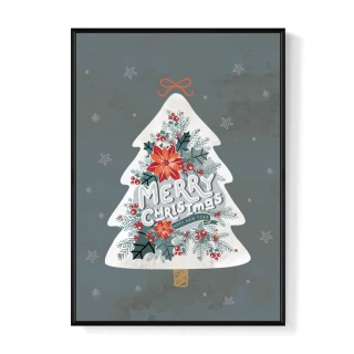 【菠蘿選畫所】凝聚人心的聖誕樹-50x70cm(白雪聖誕樹裝飾畫/小孩房掛畫/暖心送禮)