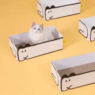 【咪咪小品】貓抓板 文創設計 可愛白色小貓(貓玩具 貓屋 貓抓窩 貓用品)