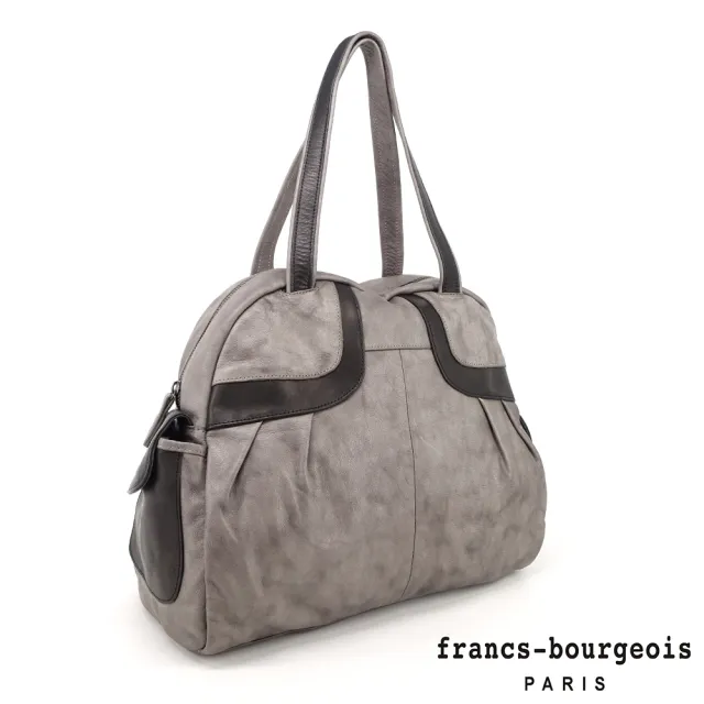 【LouiseC.】雙11 Tree House 法國francs-bourgeois 水洗牛皮 雙插袋肩背真皮保齡球包 2色 配色設計 L-1659