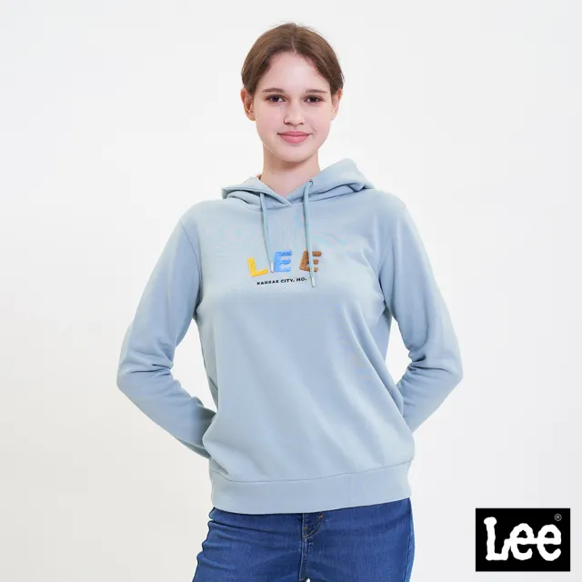 【Lee】女裝 長袖帽T / 多彩LOGO 共2色 標準版型(LL220446726 / LL220446745)