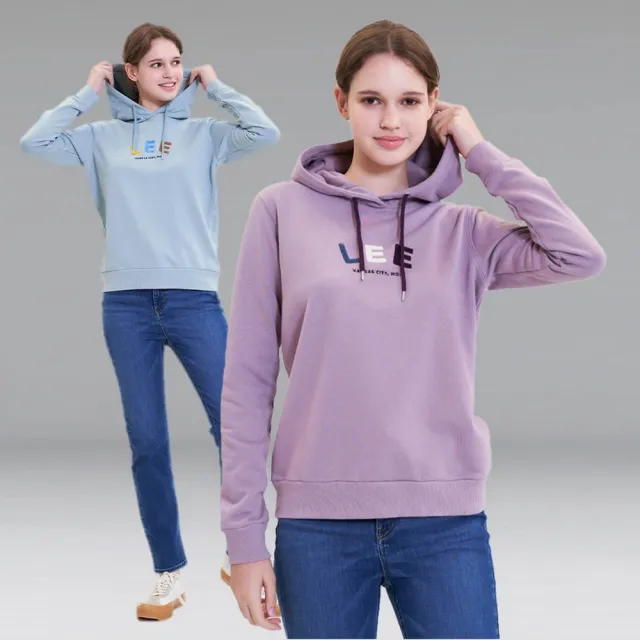 【Lee】女裝 長袖帽T / 多彩LOGO 共2色 標準版型(LL220446726 / LL220446745)