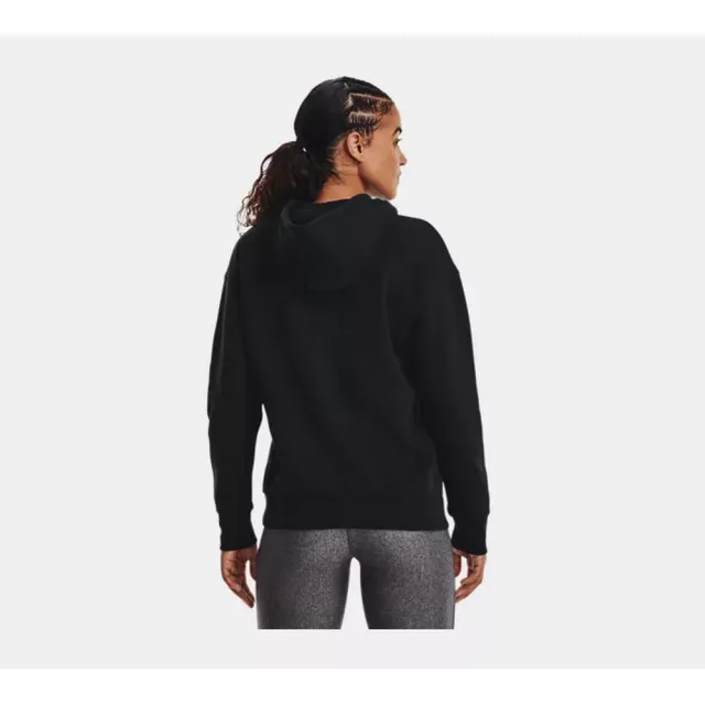 【UNDER ARMOUR】Essential Fleece 連帽長袖套頭衫 女 連帽上衣 黑(1373033-001)