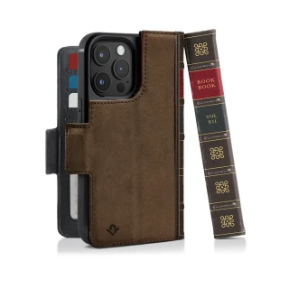 【Twelve South】BookBook iPhone 14 Pro 復古書仿舊皮革保護套(棕色)