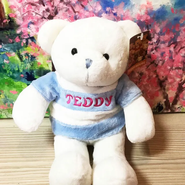【TEDDY HOUSE泰迪熊】泰迪熊玩具玩偶公仔絨毛娃娃baby條紋泰迪熊大藍白(正版泰迪熊可許願好運泰迪熊)
