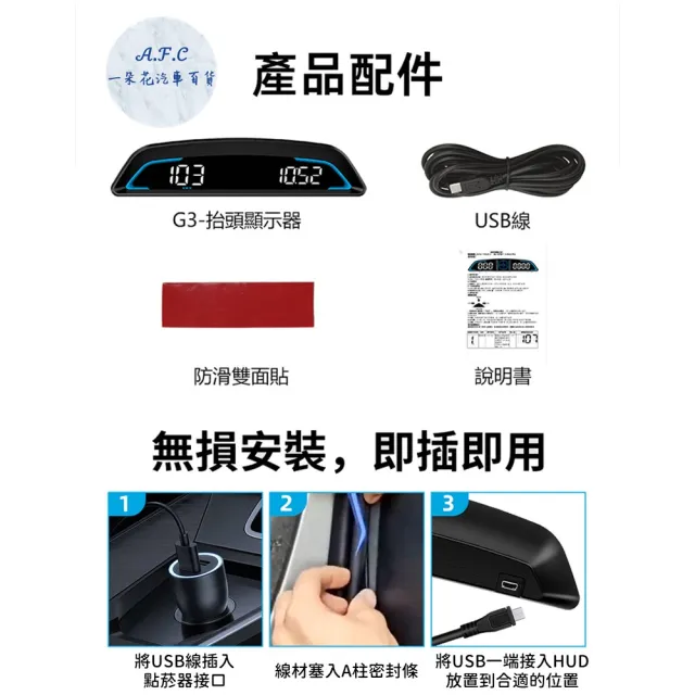 【一朵花汽車百貨】抬頭顯示器 HUD 時速表 G3 GPS USB 車速 時間 電壓