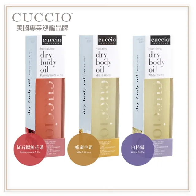 【CUCCIO 古希歐】美國原裝進口沙龍品牌 身體護膚油3.4oz約98-100ml(★蜂蜜牛奶/紅石榴無花果/白松露★)