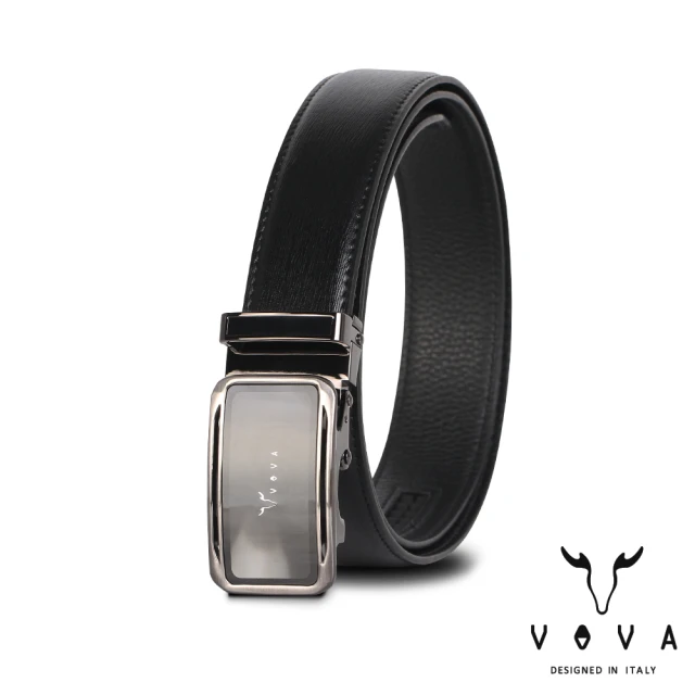 【VOVA】台灣總代理 商務男仕時尚造型自動扣皮帶-鎗色(VA015-005-SGU)