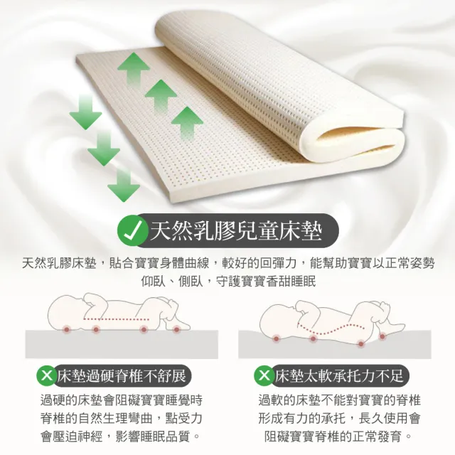 【ISHUR 伊舒爾】厚度2.5公分 兒童乳膠床墊 60x120cm(嬰兒床墊/嬰兒床尺寸/乳膠墊/附專用收納袋)