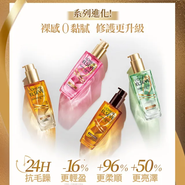 【LOREAL Paris 巴黎萊雅】全新升級 金緻護髮精油 玫瑰版/棕色版補充包(90ml)