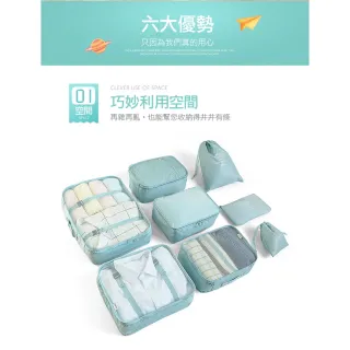 【ROYAL LIFE】日系風質感旅行收納八件組(收納八件組 衣物收納 行李分裝包 旅行收納 鞋袋)