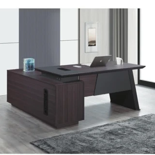【AS雅司設計】特倫斯雙色多功能收納6尺L型辦公桌-含側櫃